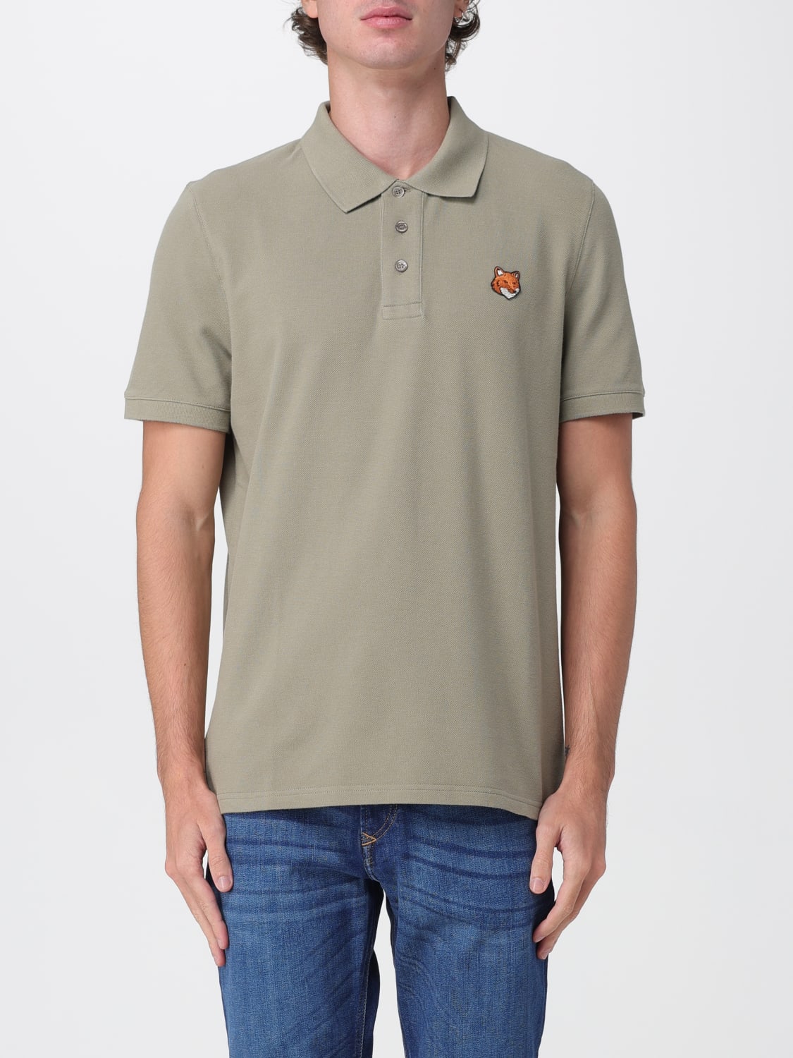 MAISON KITSUNÉ POLO: Polo in cotone con logo Maison Kitsuné, Verde - Img 1