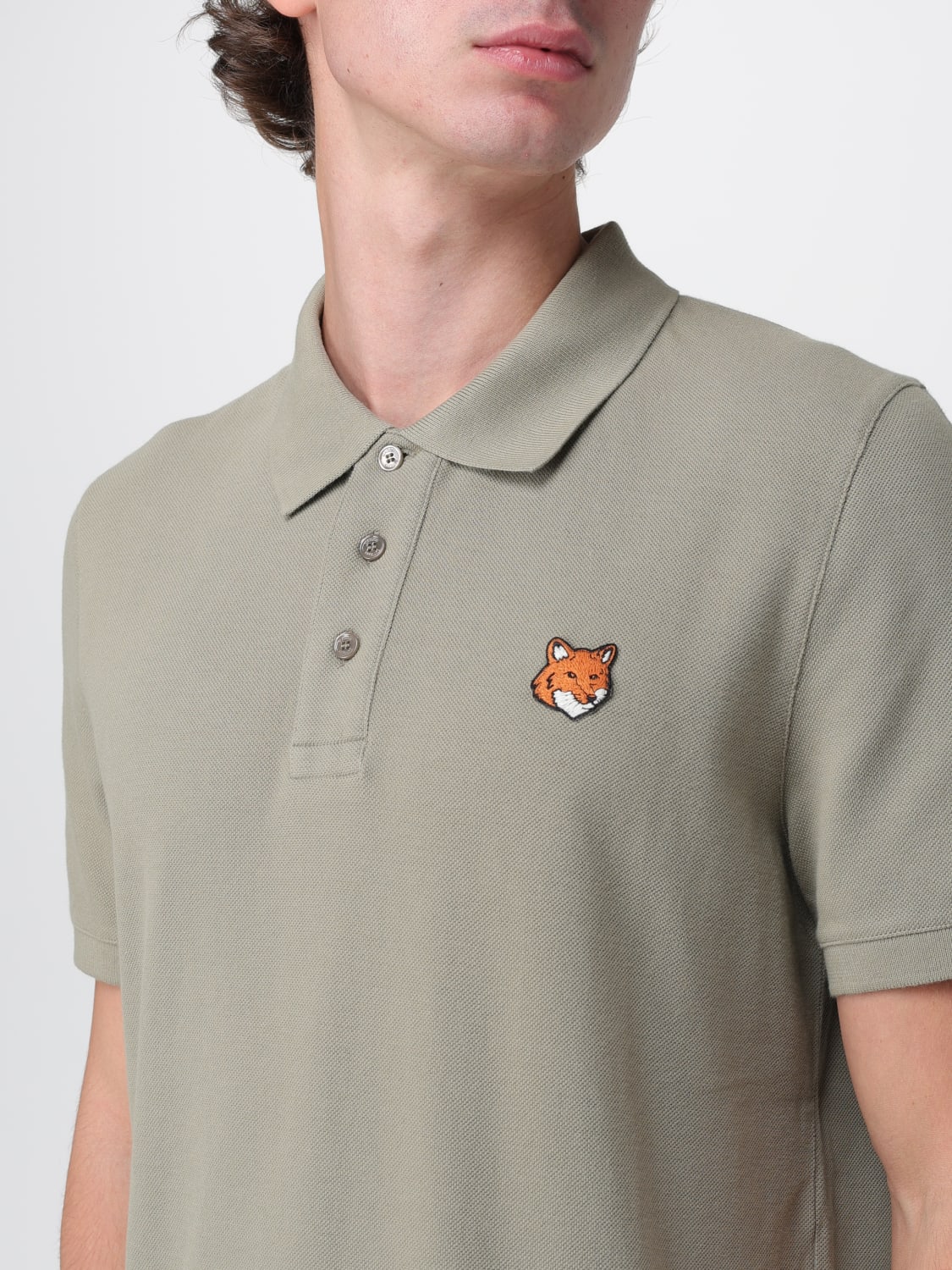 MAISON KITSUNÉ POLO: Polo in cotone con logo Maison Kitsuné, Verde - Img 3