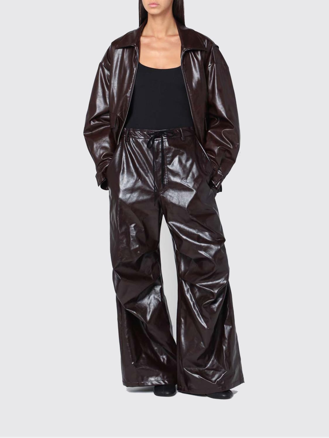 MM6 MAISON MARGIELA GIACCA: Giacca di pelle sintetica Mm6 Maison Margiela, Marrone - Img 2