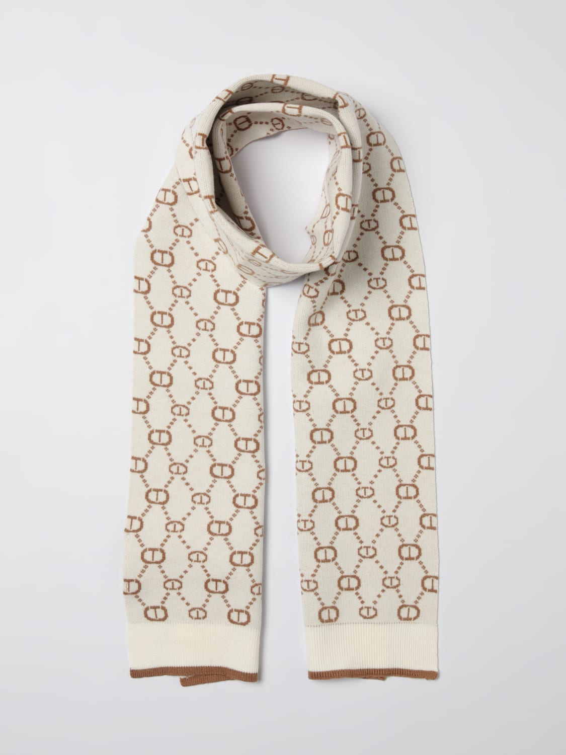 TWINSET SCIARPA: Sciarpa Oval T Twinset in viscosa jacquard , Bianco - Img 2