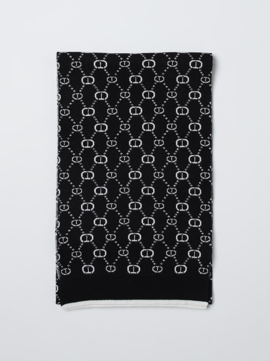 TWINSET SCIARPA: Sciarpa Oval T Twinset in viscosa jacquard , Nero - Img 1
