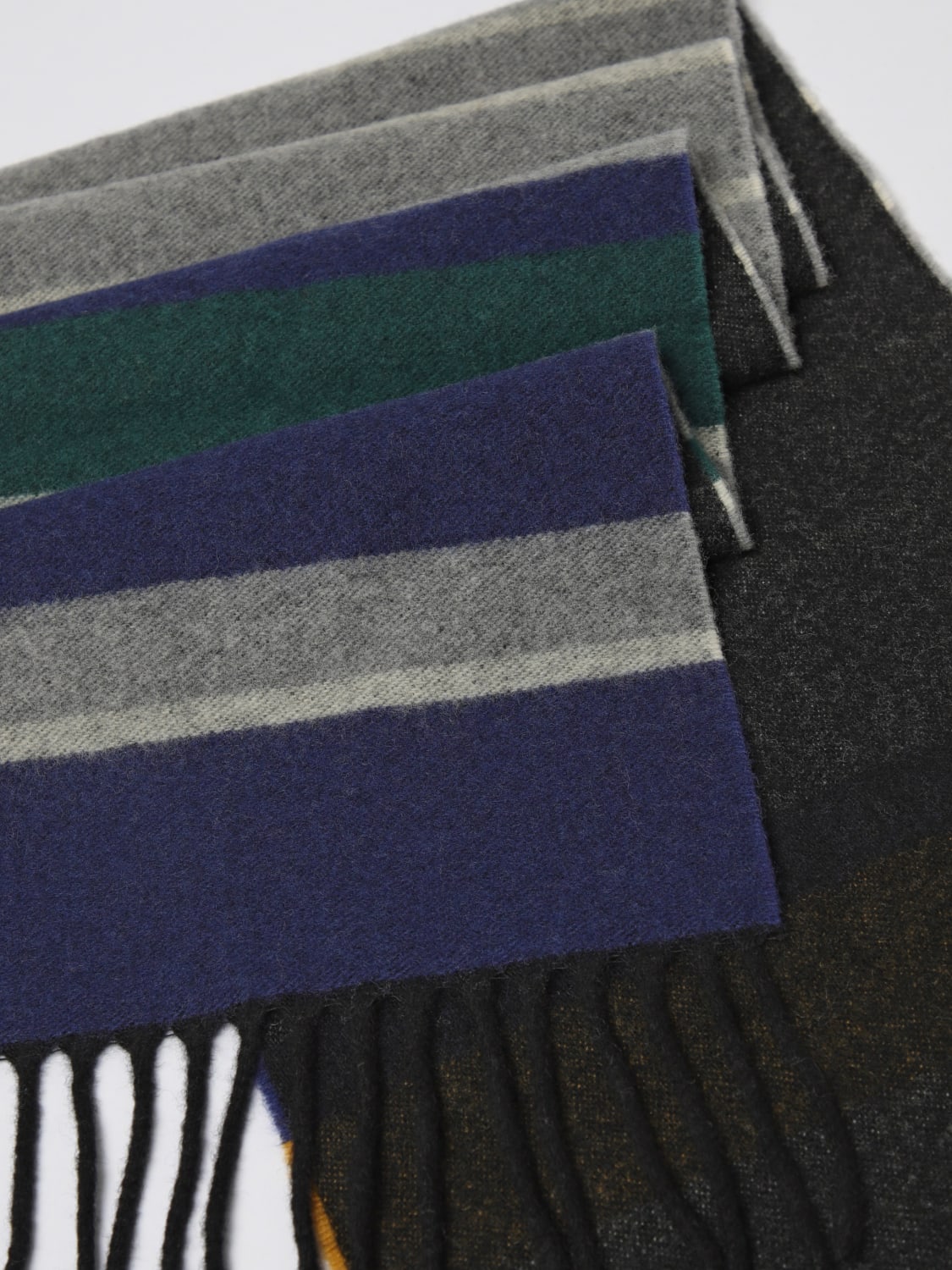 PAUL SMITH SCIARPA: Sciarpa Paul Smith in lana merino a righe multicolor , Grigio - Img 3
