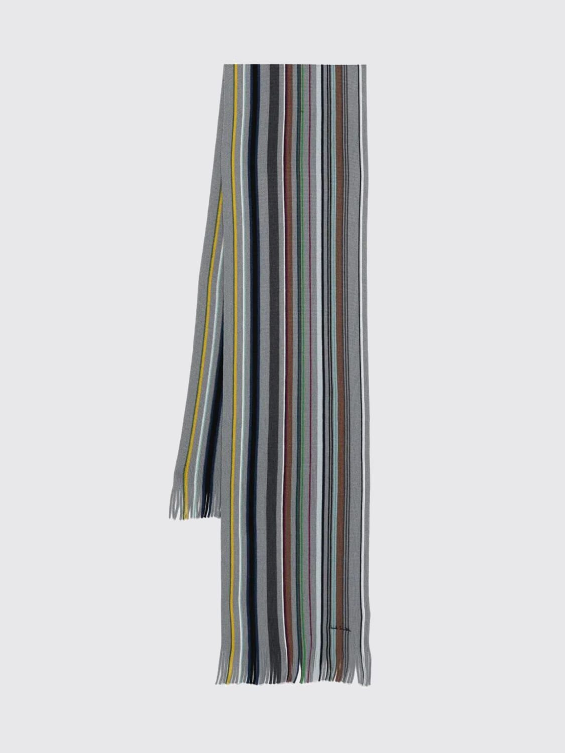 PAUL SMITH SCIARPA: Sciarpa Paul Smith in lana merino a righe multicolor , Grigio - Img 1