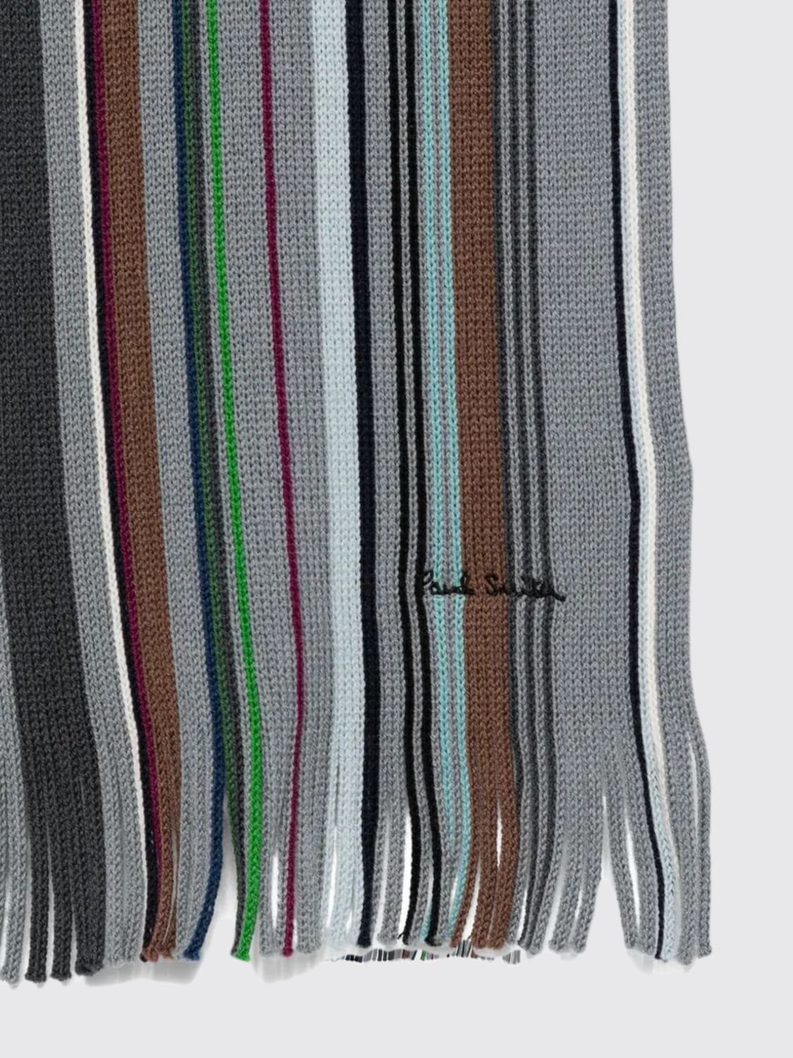 PAUL SMITH SCIARPA: Sciarpa Paul Smith in lana merino a righe multicolor , Grigio - Img 2
