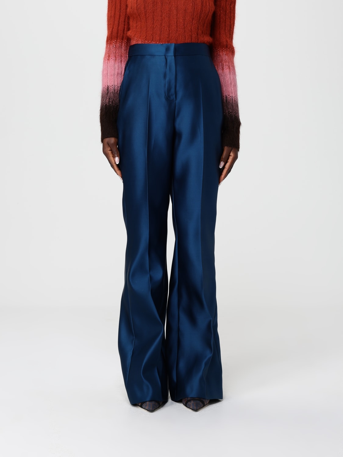 FENDI PANTS: Fendi women's pants, Blue - Img 1
