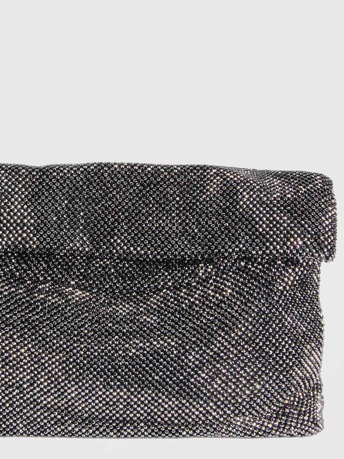 TWENTY FOURHAITCH CLUTCH: Clutch Dunham Twenty Fourhaitch in tessuto con strass all over , Grigio - Img 3