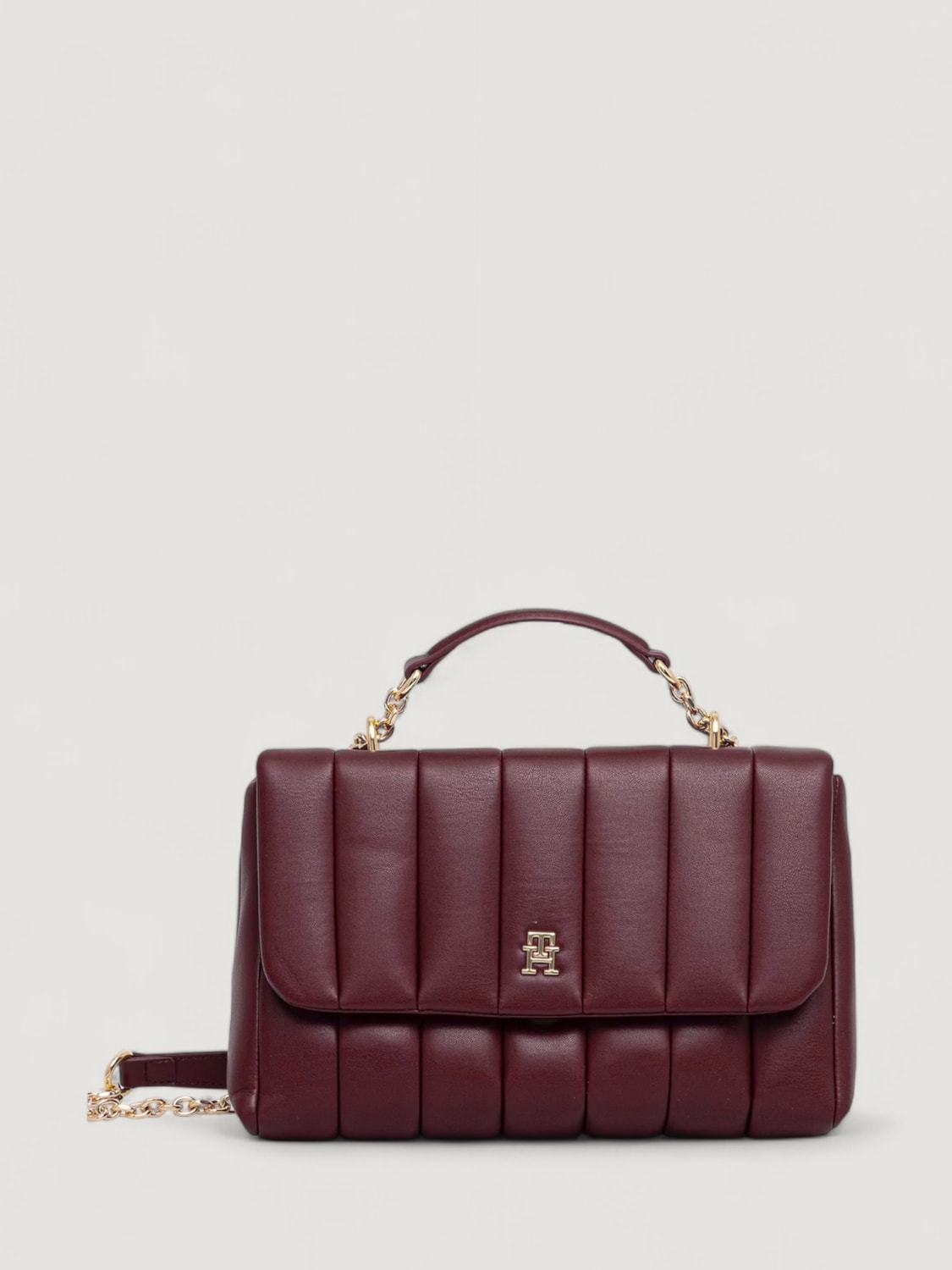 TOMMY HILFIGER SCHULTERTASCHE: Handtasche damen Tommy Hilfiger, Burgunderrot - Img 1