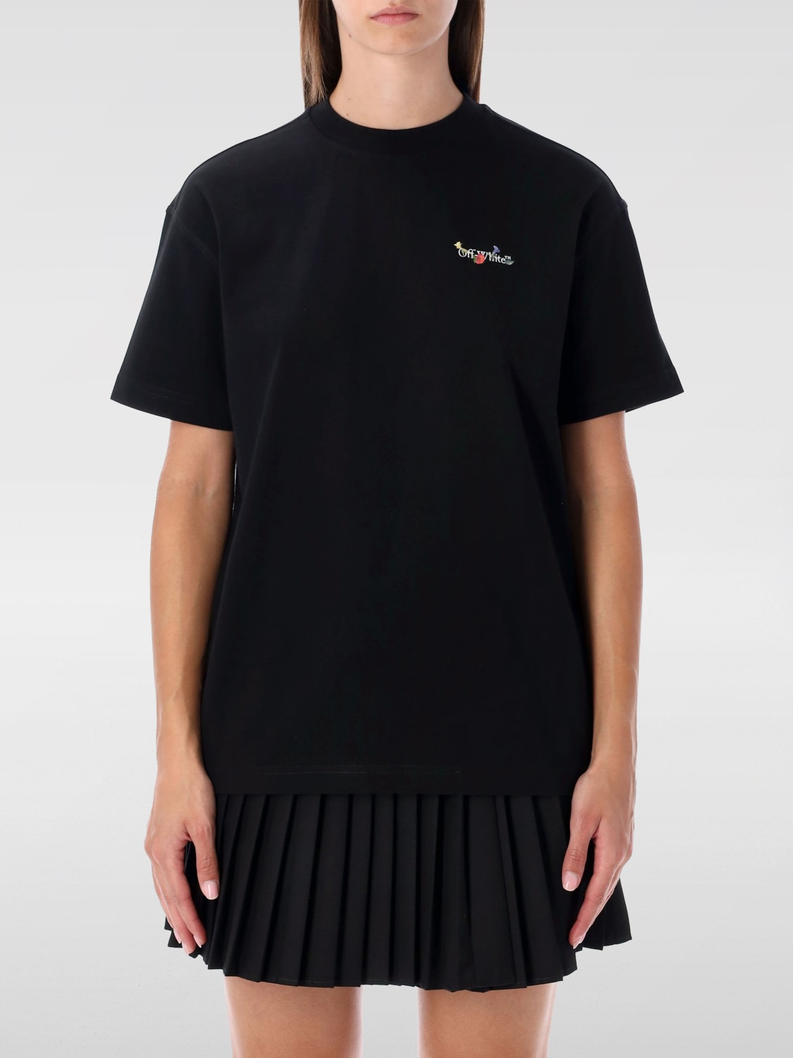OFF-WHITE T-SHIRTS: T-shirt in cotone con maxi logo Off-white, Nero - Img 1