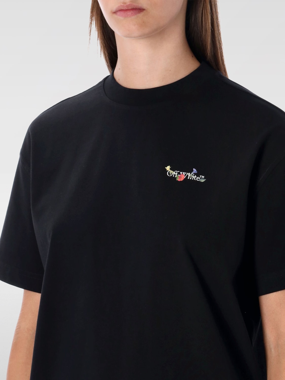 OFF-WHITE T-SHIRTS: T-shirt in cotone con maxi logo Off-white, Nero - Img 3