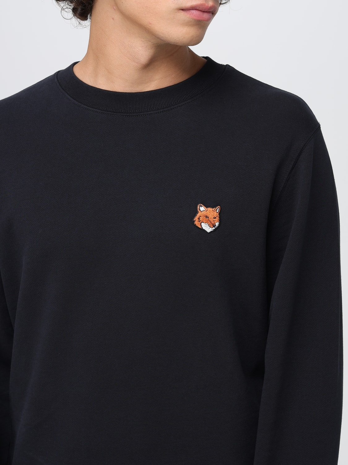 MAISON KITSUNÉ FELPA: Felpa a girocollo con logo Maison Kitsuné, Nero - Img 3