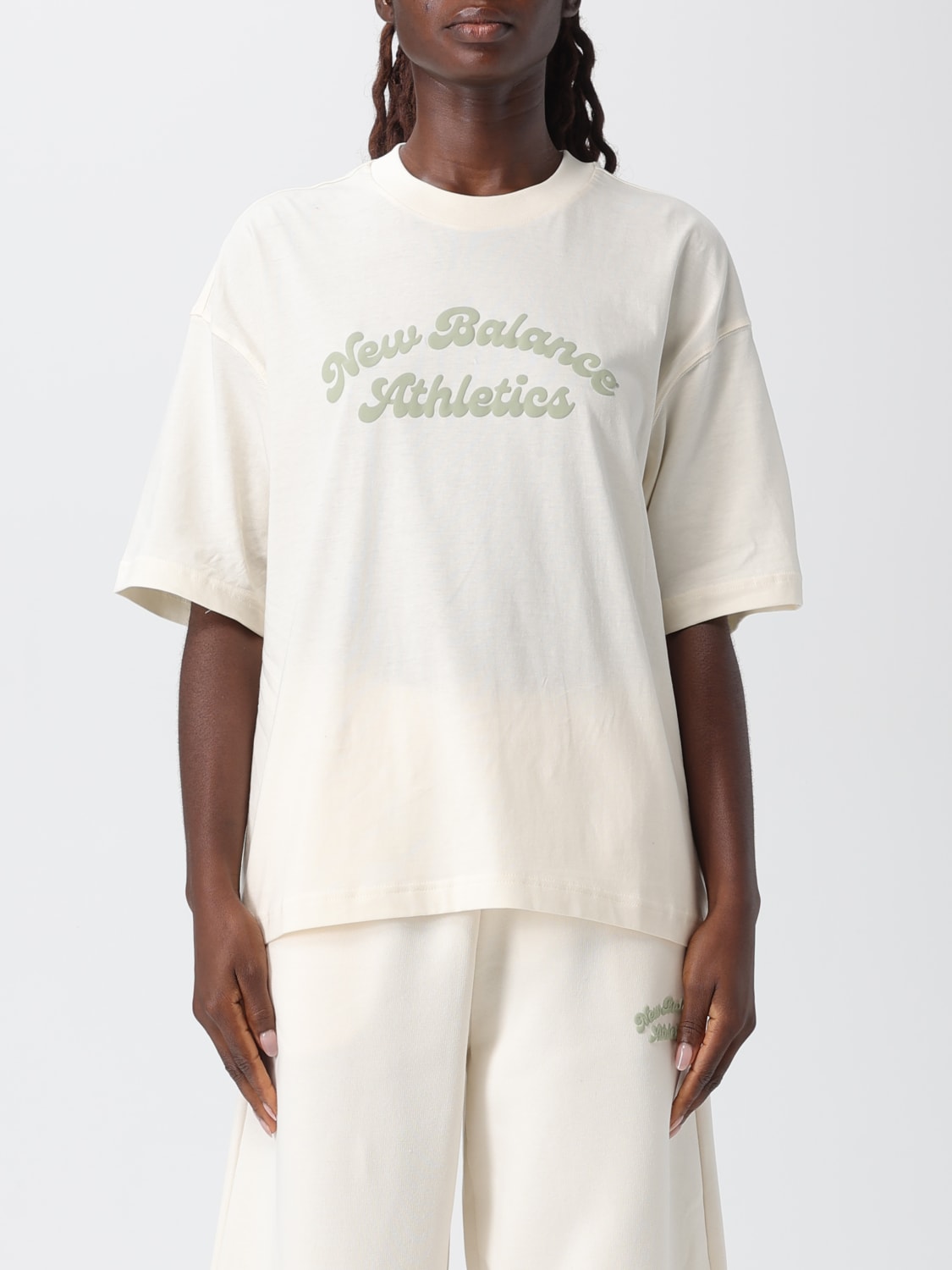 NEW BALANCE T-SHIRT: T-shirt woman New Balance, Cream - Img 1