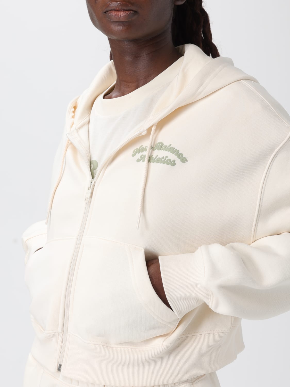 NEW BALANCE SWEATSHIRT: Sweater woman New Balance, Cream - Img 5