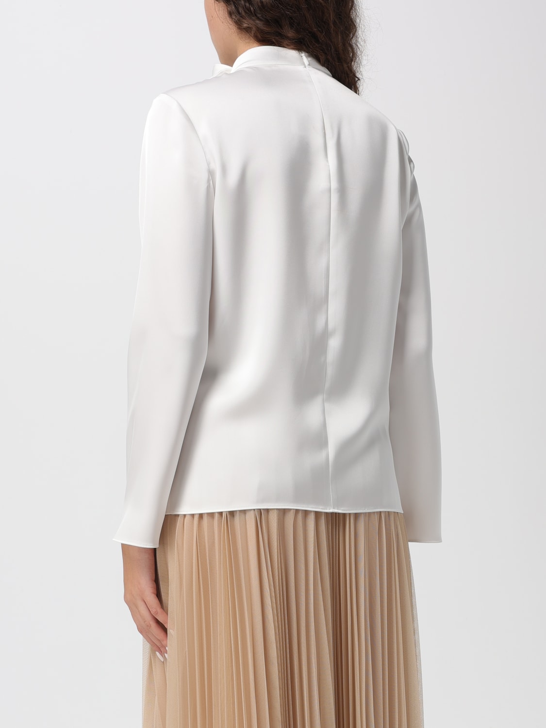 EMPORIO ARMANI TOP: Blusa di seta con fiore Emporio Armani, Bianco - Img 2