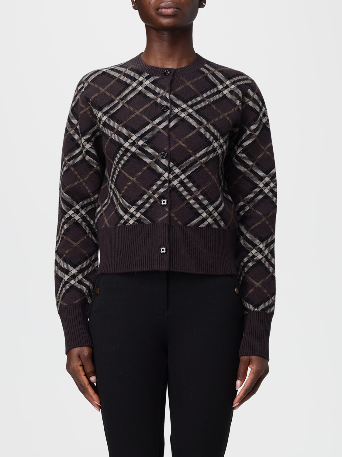 BURBERRY SWEATER: Cardigan woman Burberry, Brown - Img 1