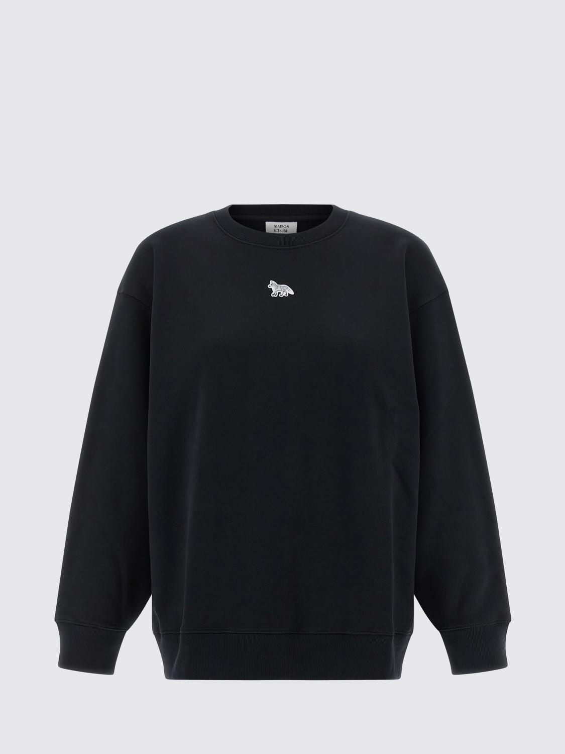 MAISON KITSUNÉ FELPA: Felpa a girocollo in cotone con logo Maison Kitsuné, Nero - Img 1