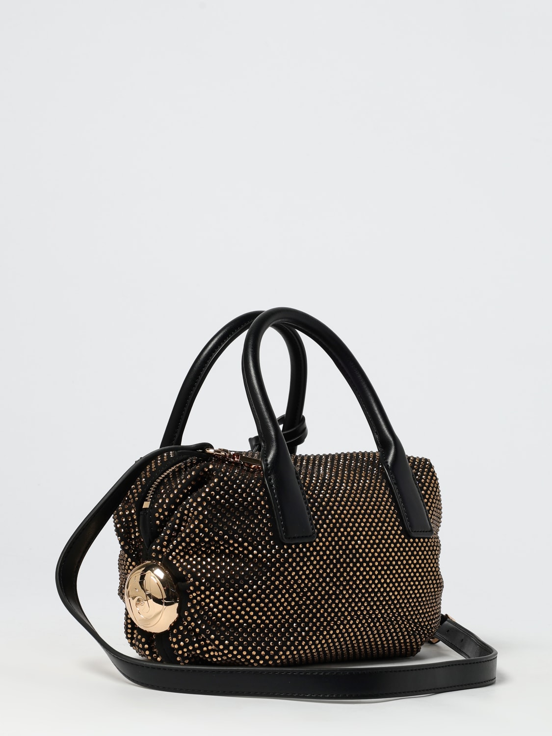 LIU JO BORSA MINI: Borsa Amelie Liu Jo in nylon con strass all over , Nero - Img 2