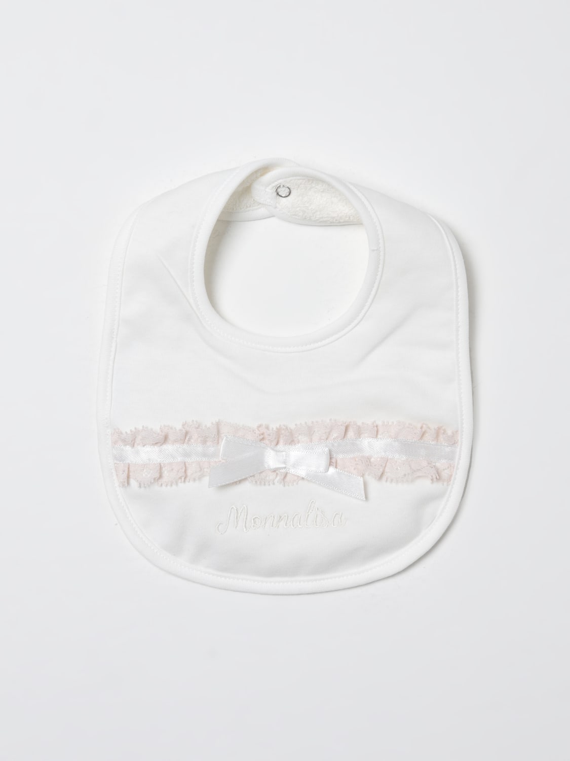 MONNALISA BAVAGLINO: Bavaglino Monnalisa in cotone con dettaglio in pizzo , Panna - Img 1