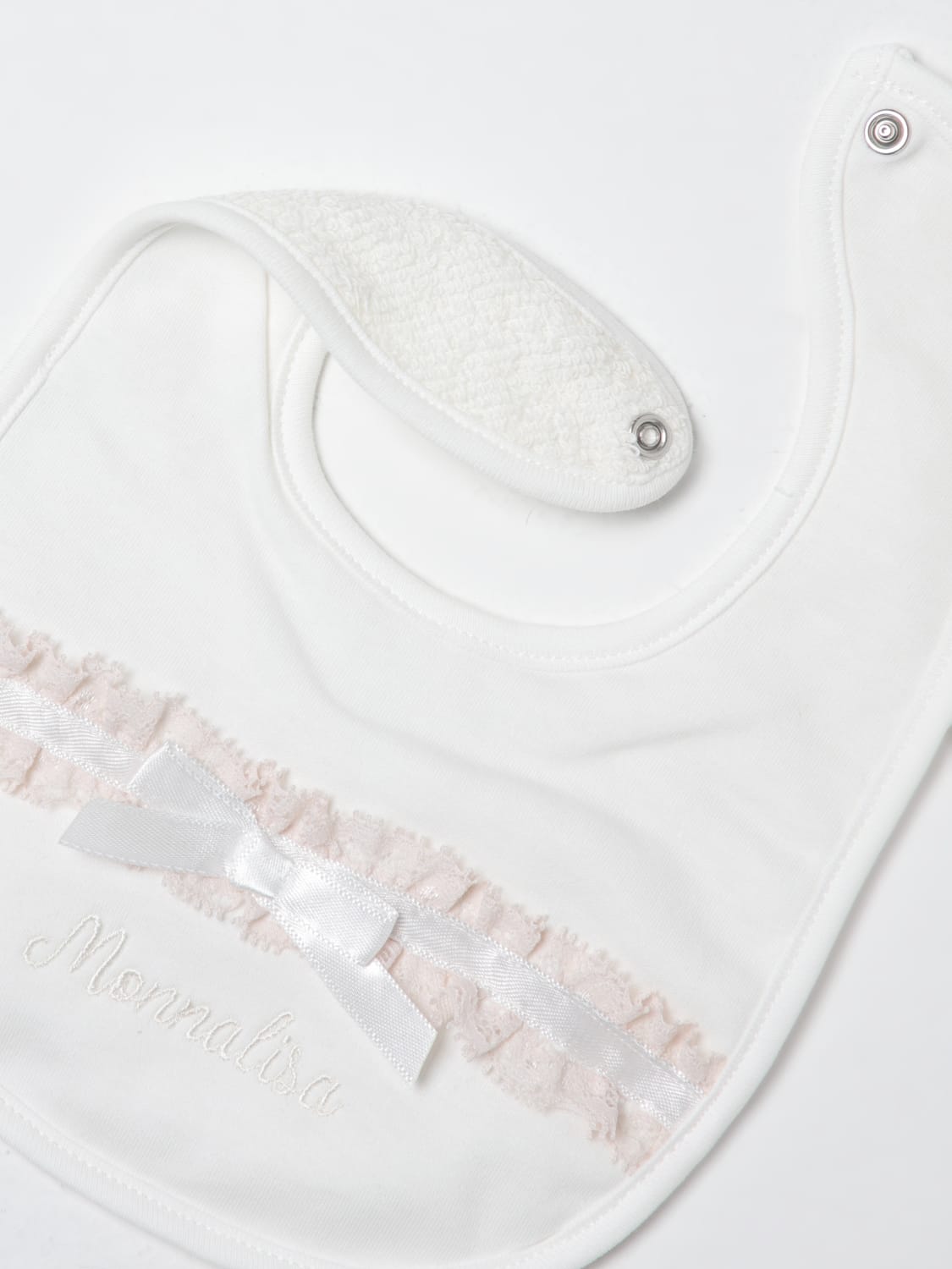 MONNALISA BAVAGLINO: Bavaglino Monnalisa in cotone con dettaglio in pizzo , Panna - Img 2