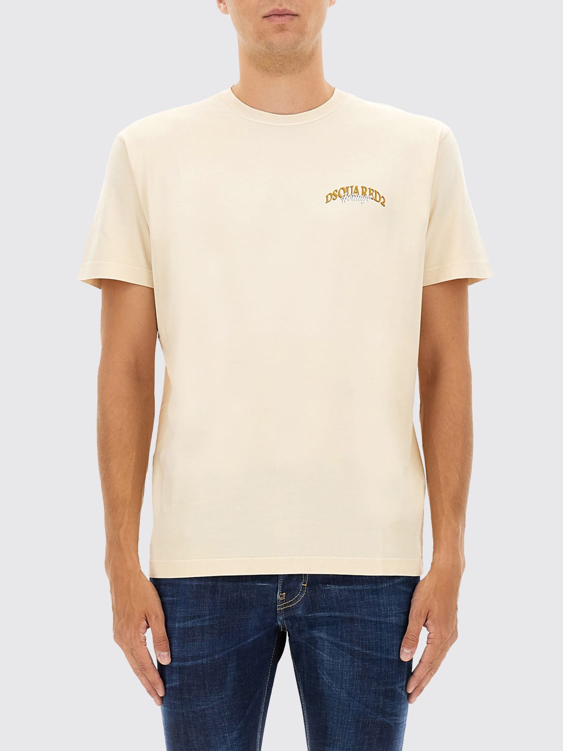DSQUARED2 T-SHIRT: T-shirt Dsquared2 in cotone , Beige - Img 1
