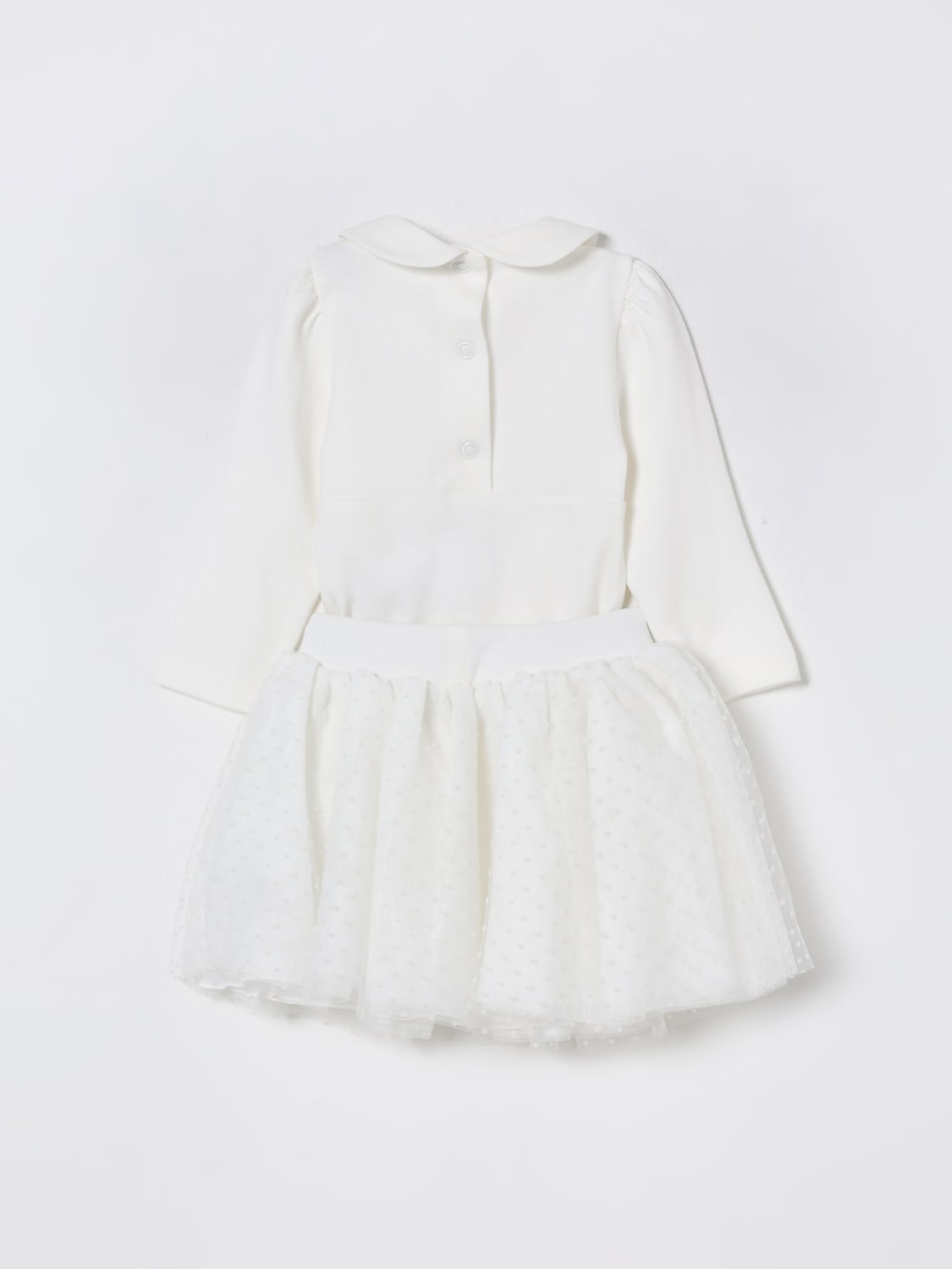 MONNALISA COMPLETO: Coordinato in cotone e tulle Monnalisa, Panna - Img 3