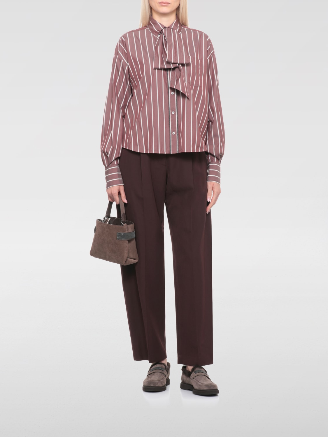 BRUNELLO CUCINELLI HEMDBLUSE: Hemdbluse damen Brunello Cucinelli, Braun - Img 2