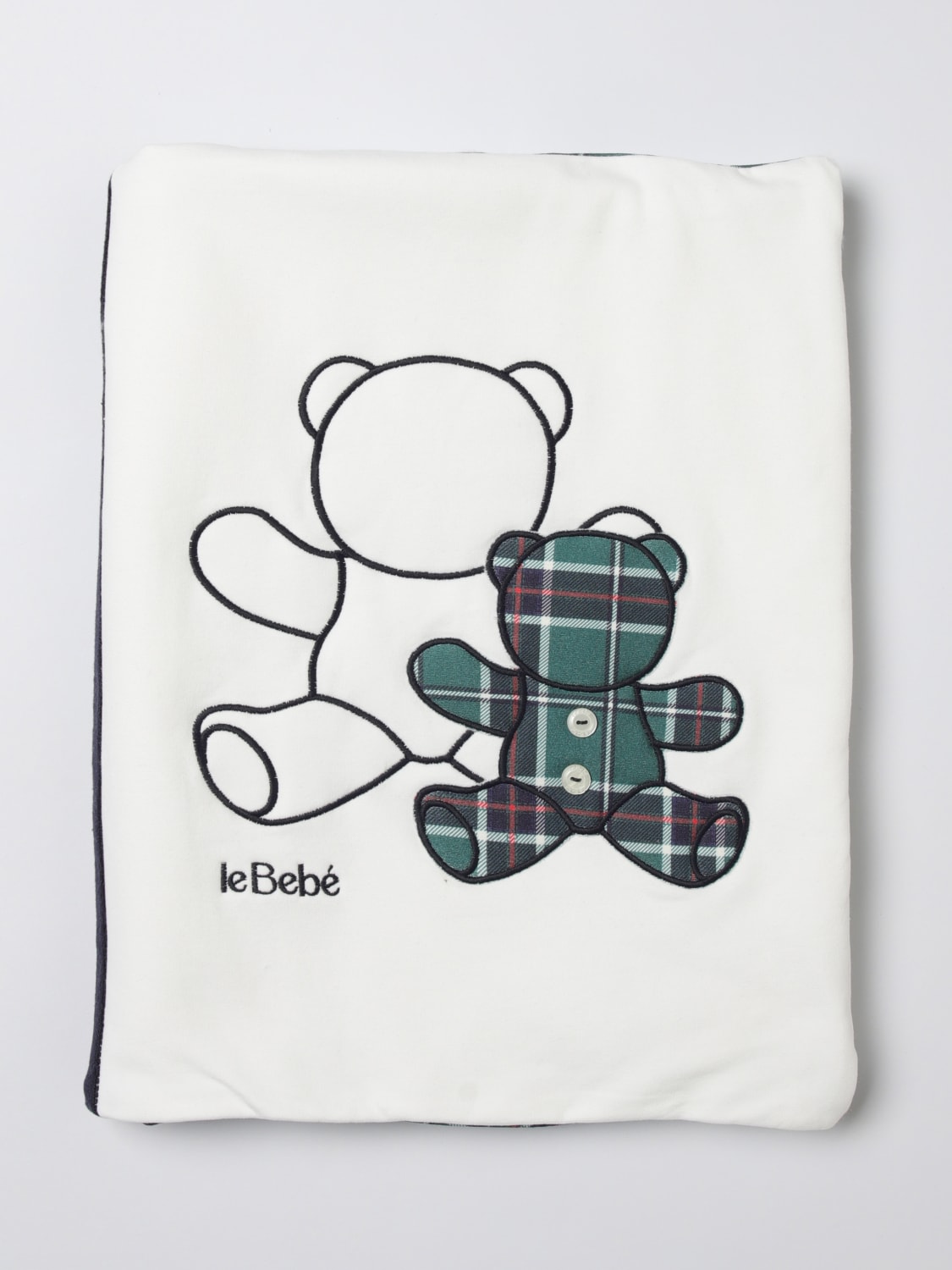 LE BEBE' COPERTINA: Copertina Teddy Check Le Bebe' in cotone , Bianco - Img 1