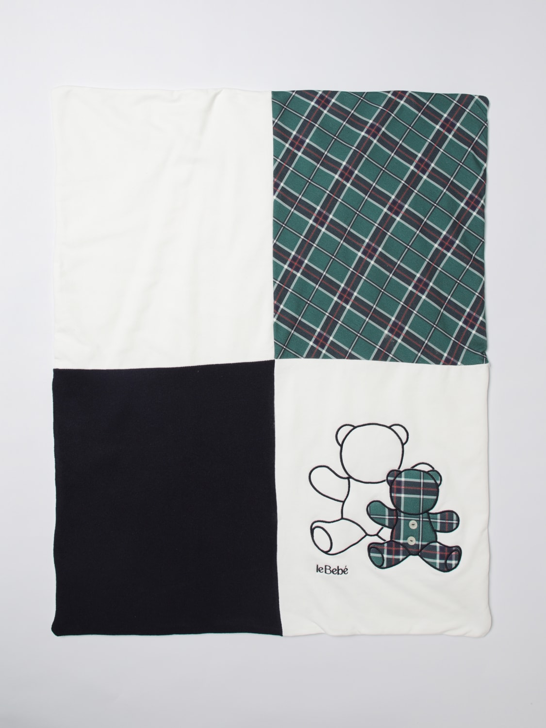 LE BEBE' COPERTINA: Copertina Teddy Check Le Bebe' in cotone , Bianco - Img 2