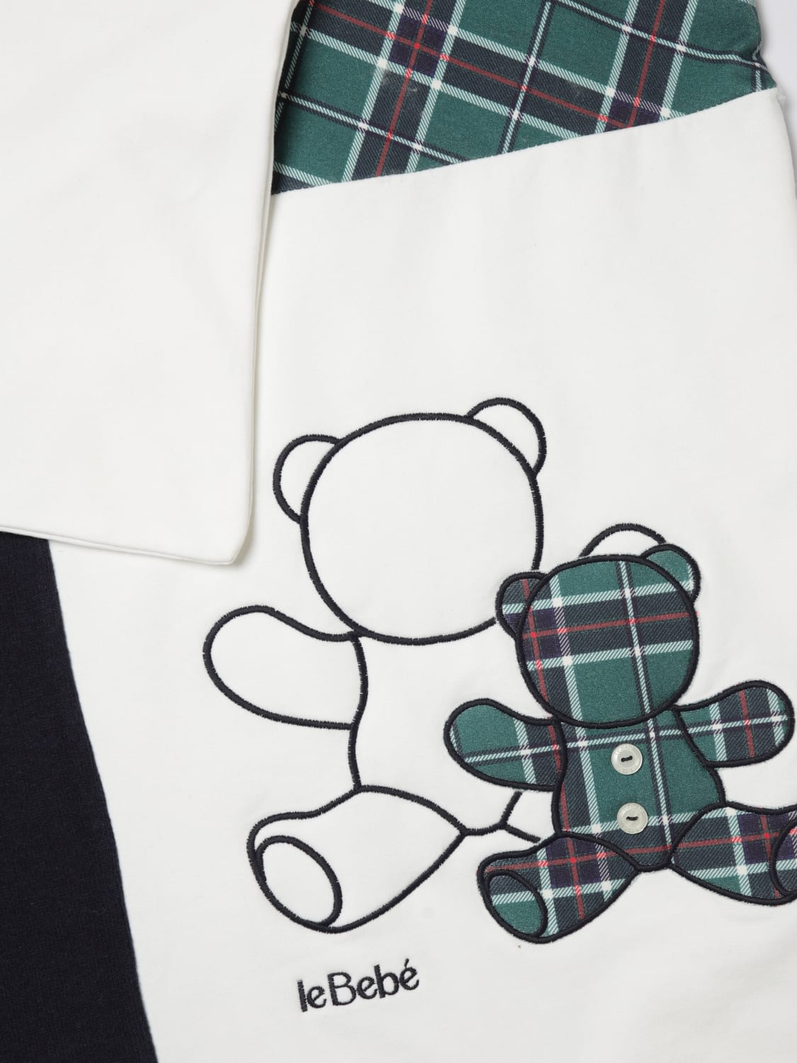 LE BEBE' COPERTINA: Copertina Teddy Check Le Bebe' in cotone , Bianco - Img 3