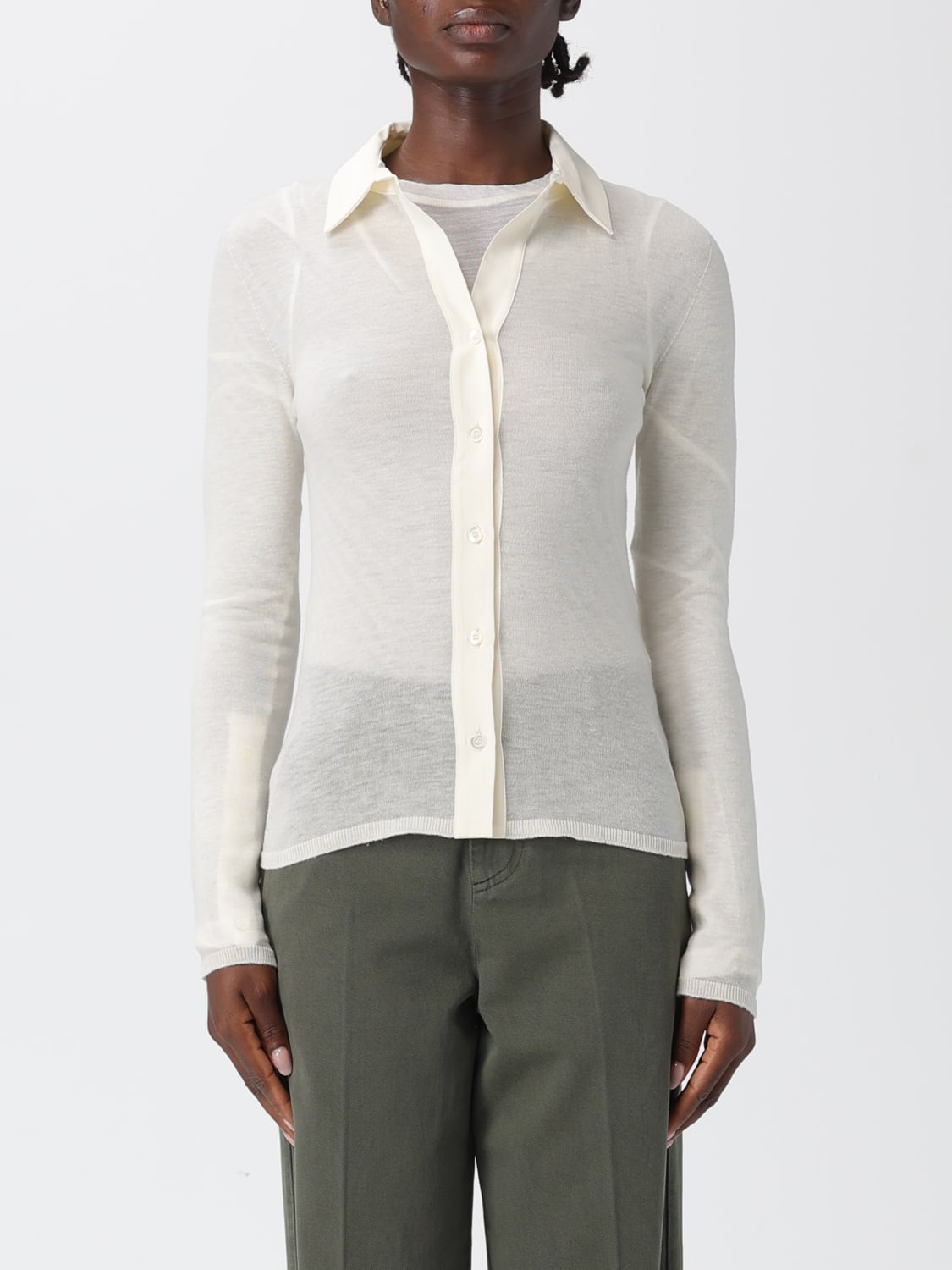 SEMICOUTURE PULLOVER: Strickjacke damen Semicouture, Weiß - Img 1