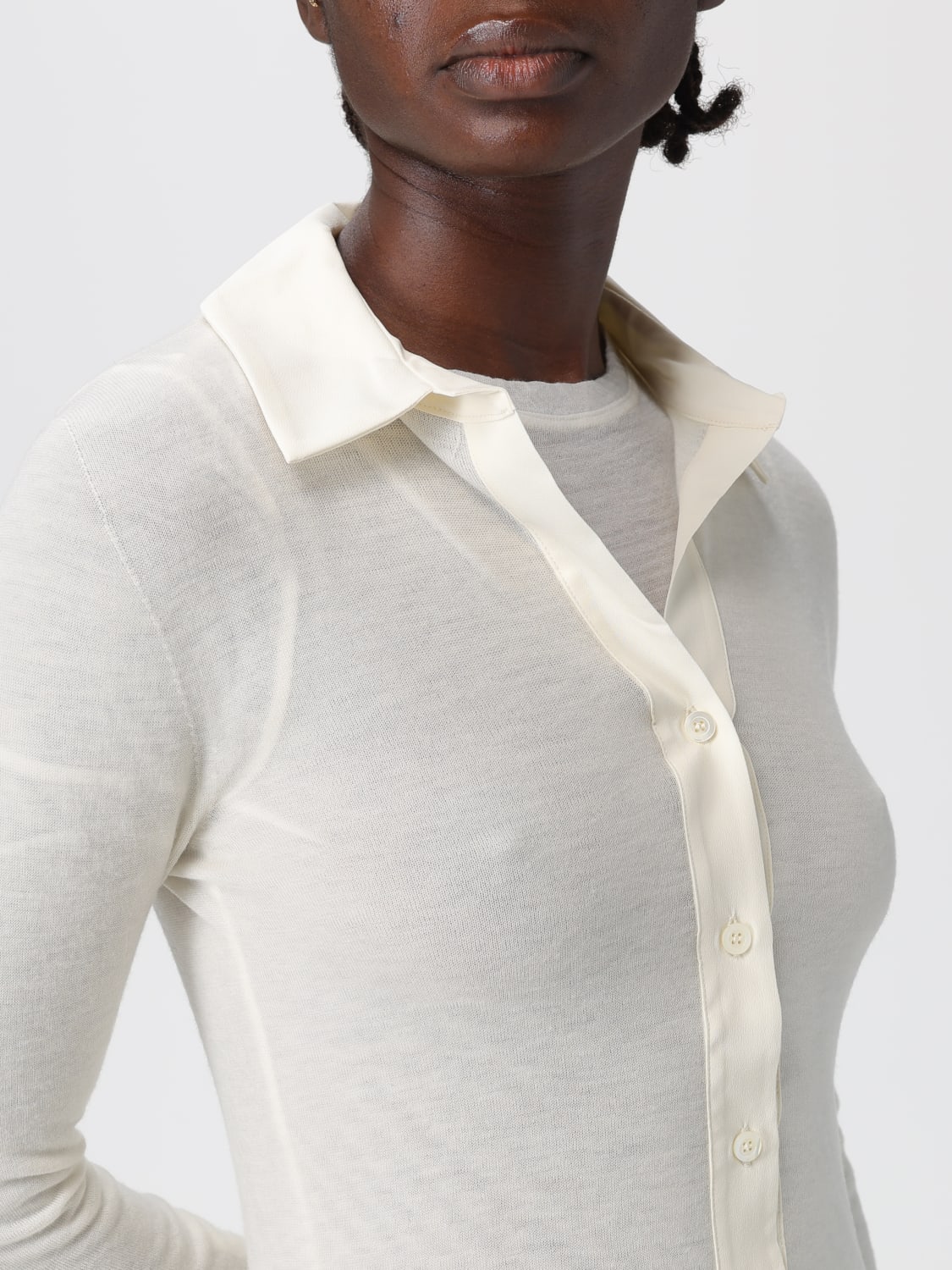 SEMICOUTURE PULLOVER: Strickjacke damen Semicouture, Weiß - Img 4