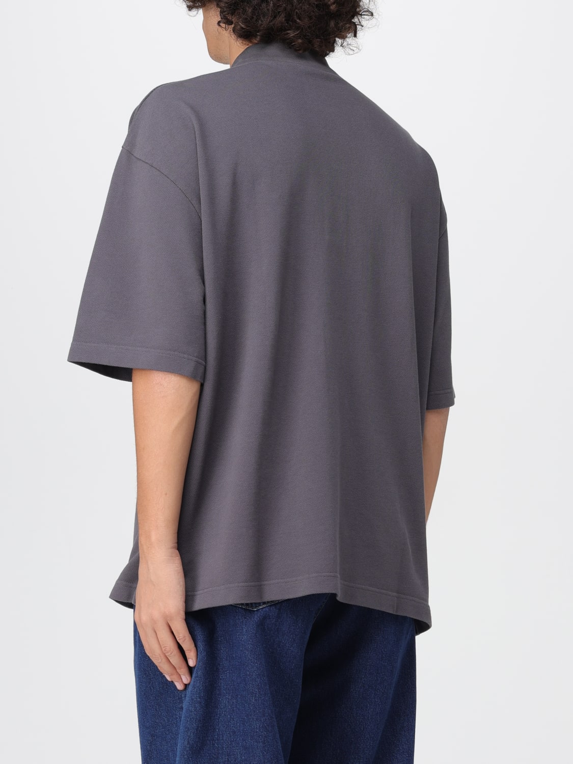 MAISON KITSUNÉ POLO: Polo in cotone con logo Maison Kitsuné, Grigio - Img 2