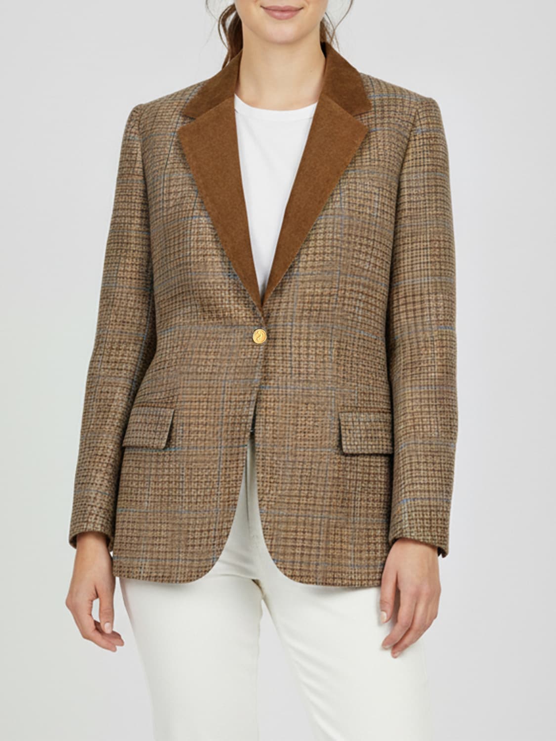 THOM BROWNE GIACCA: Blazer Thom Browne in lana check , Marrone - Img 1