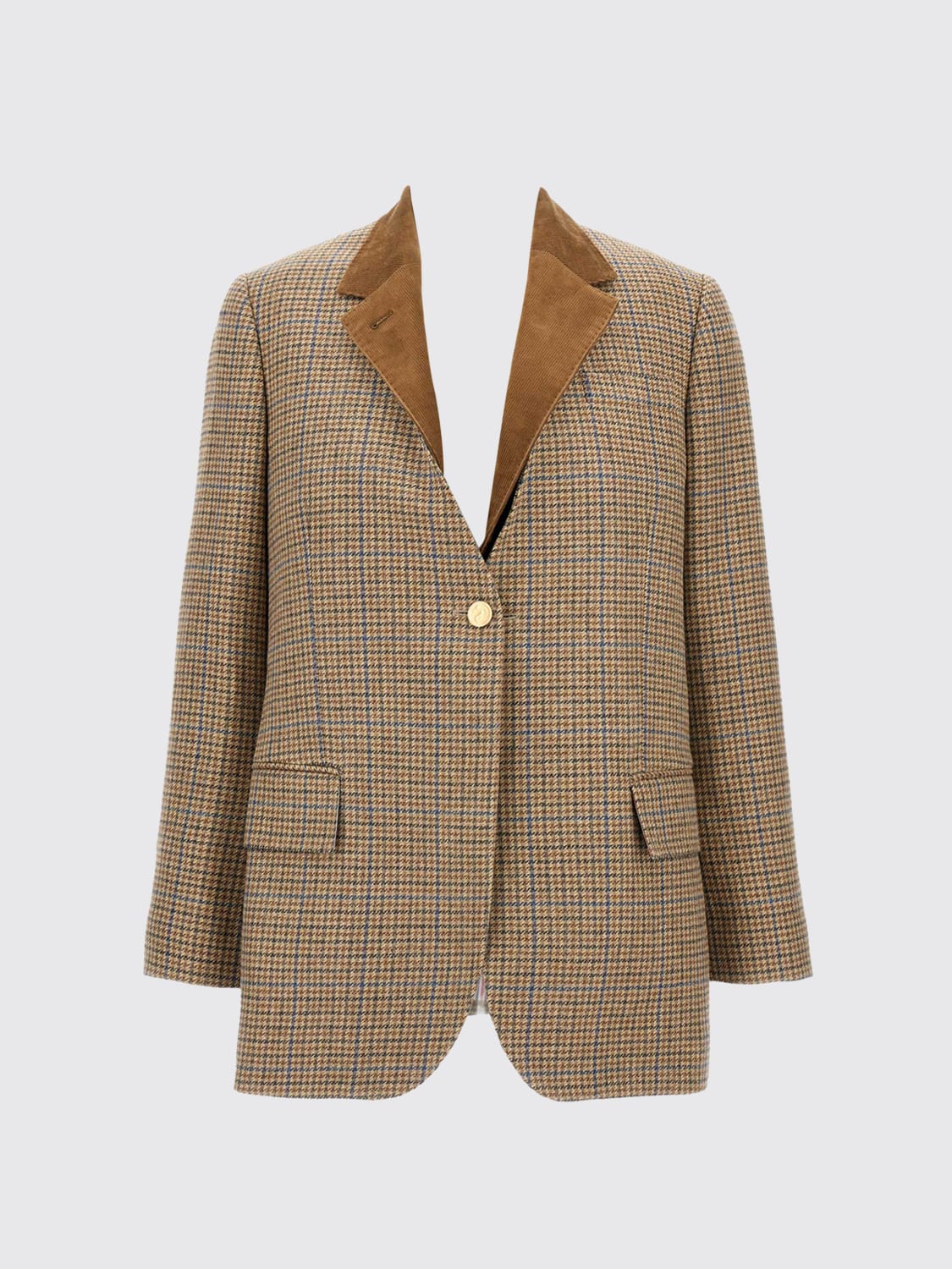 THOM BROWNE GIACCA: Blazer Thom Browne in lana check , Marrone - Img 2