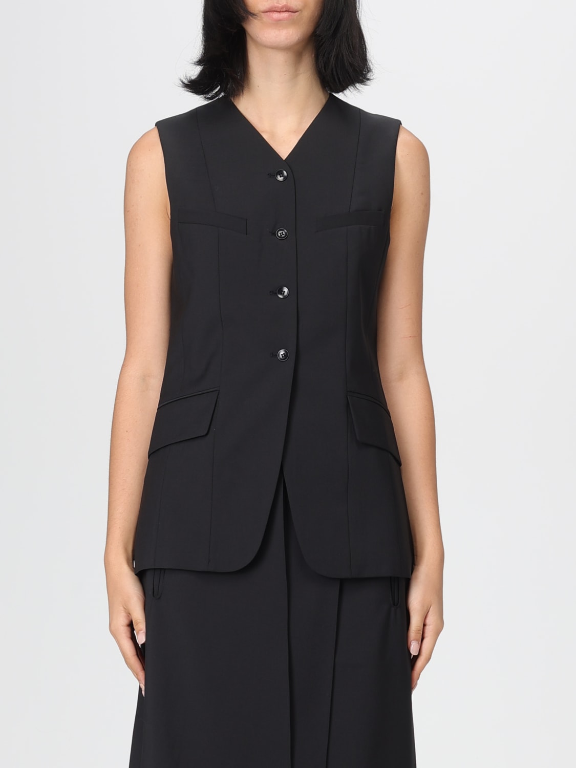 TIBI GILET: Gilet sartoriale in misto lana Tibi, Nero - Img 1
