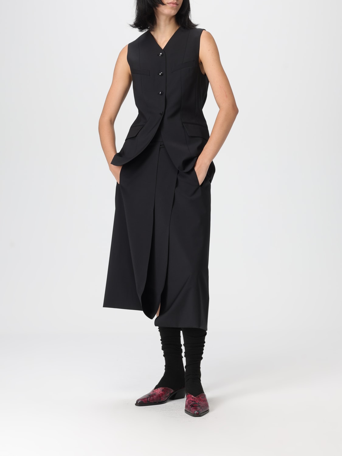 TIBI GILET: Gilet sartoriale in misto lana Tibi, Nero - Img 2