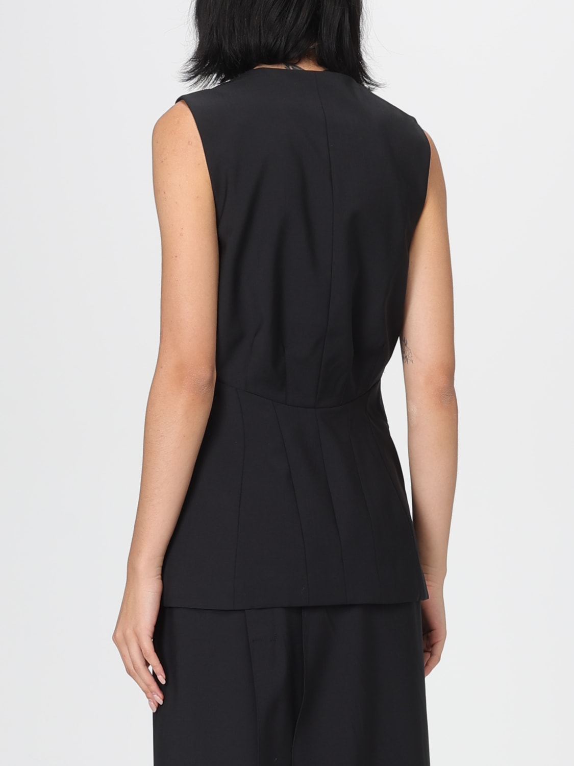 TIBI GILET: Gilet sartoriale in misto lana Tibi, Nero - Img 3