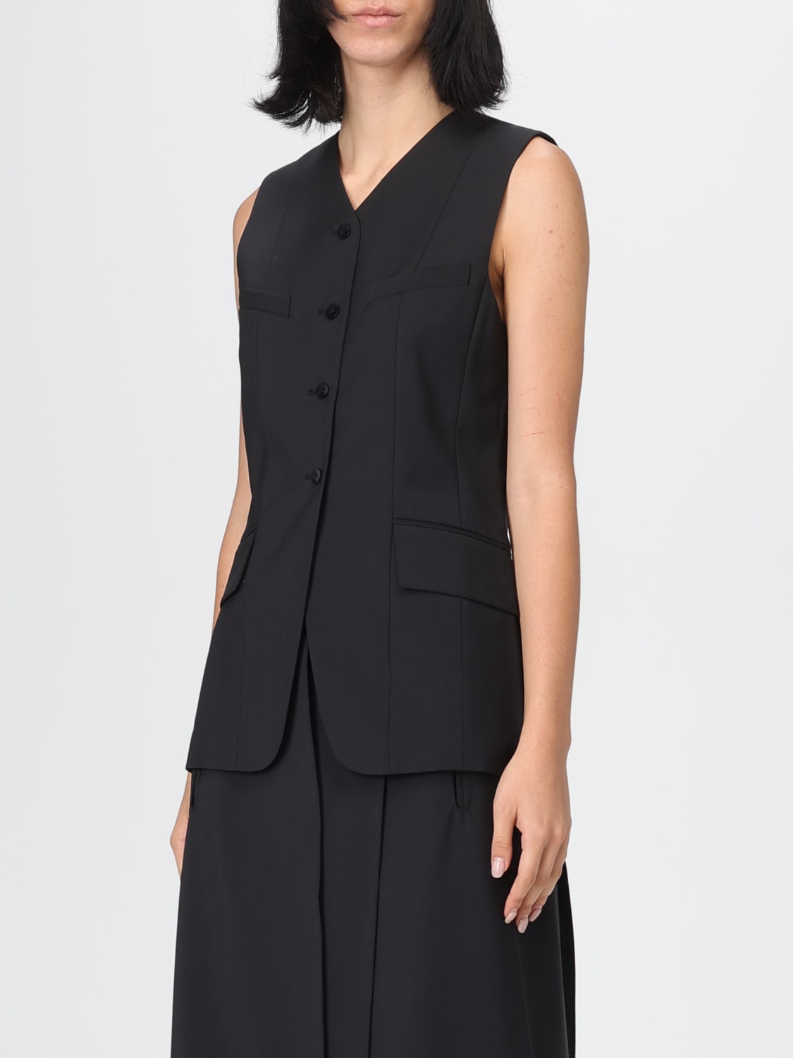 TIBI GILET: Gilet sartoriale in misto lana Tibi, Nero - Img 4