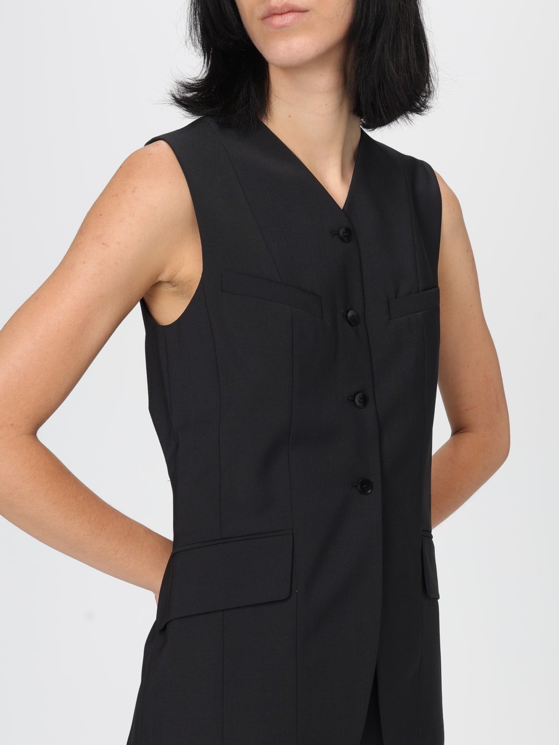 TIBI GILET: Gilet sartoriale in misto lana Tibi, Nero - Img 5