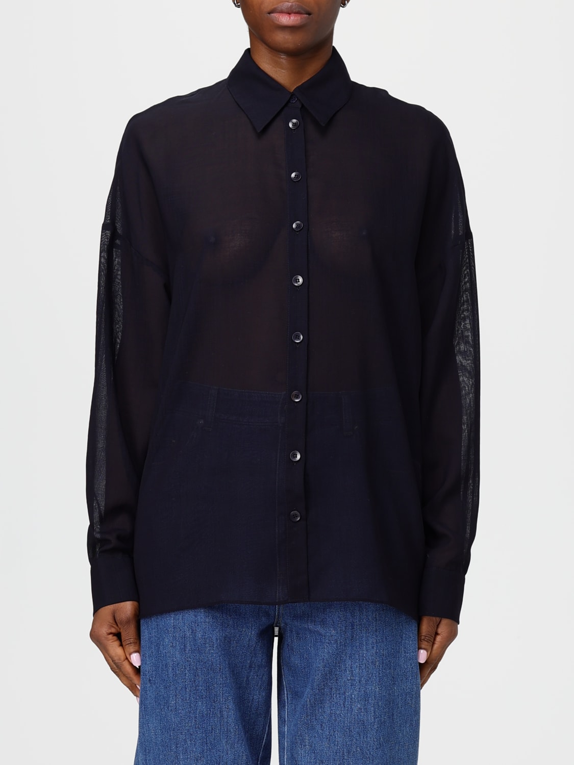 TIBI HEMDBLUSE: Hemdbluse damen Tibi, Navy - Img 1