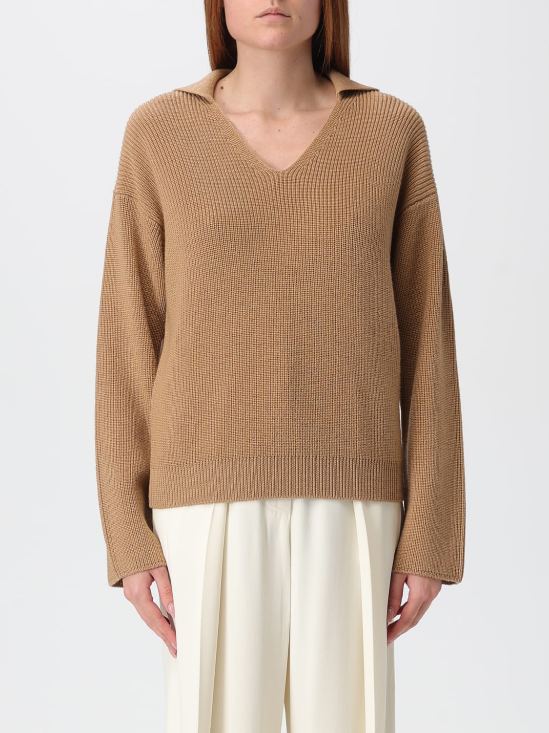 MM MAX MARA POLO SHIRT: Sweater woman Mm Max Mara, Camel - Img 1