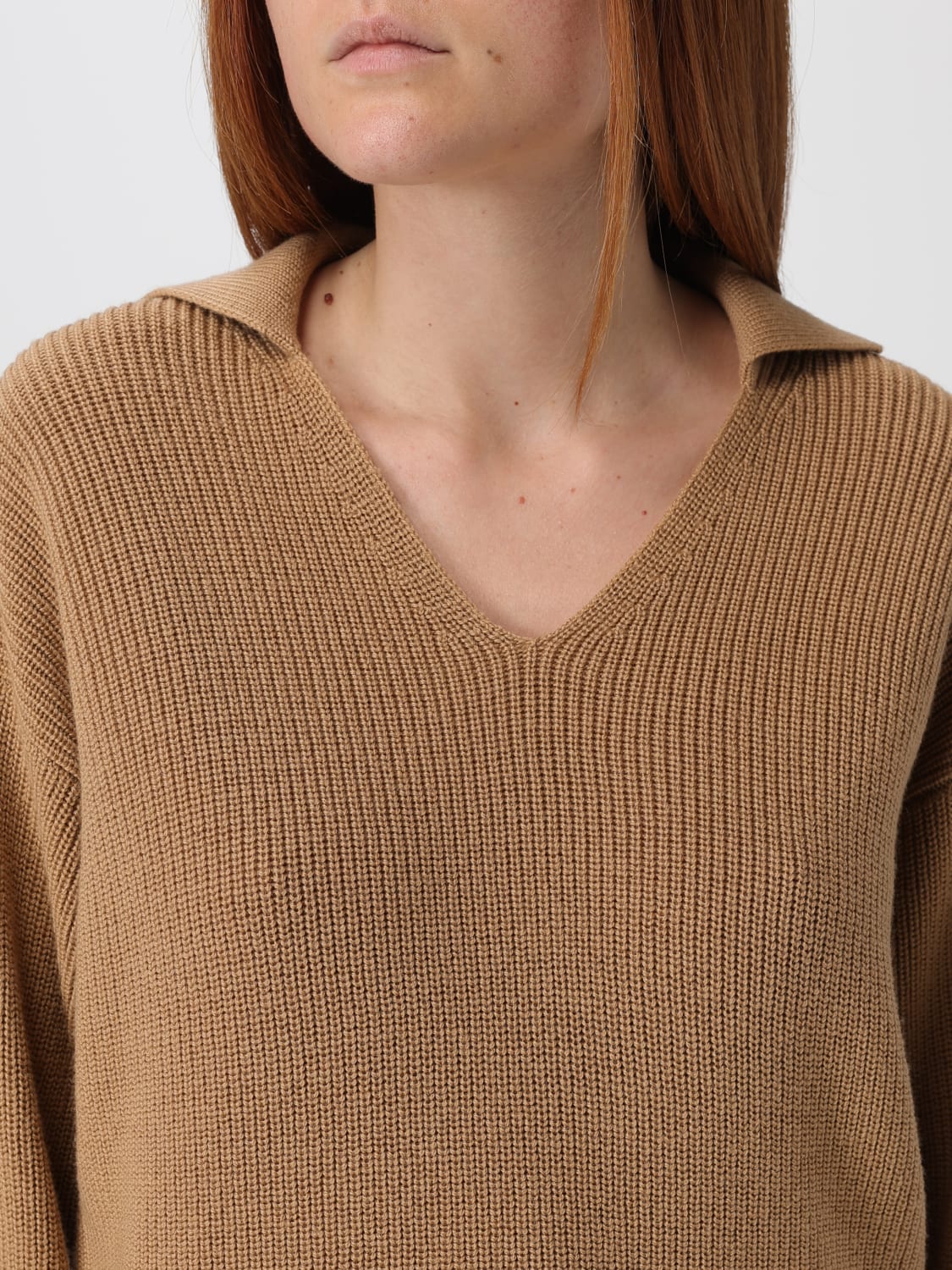 MM MAX MARA POLO SHIRT: Sweater woman Mm Max Mara, Camel - Img 5