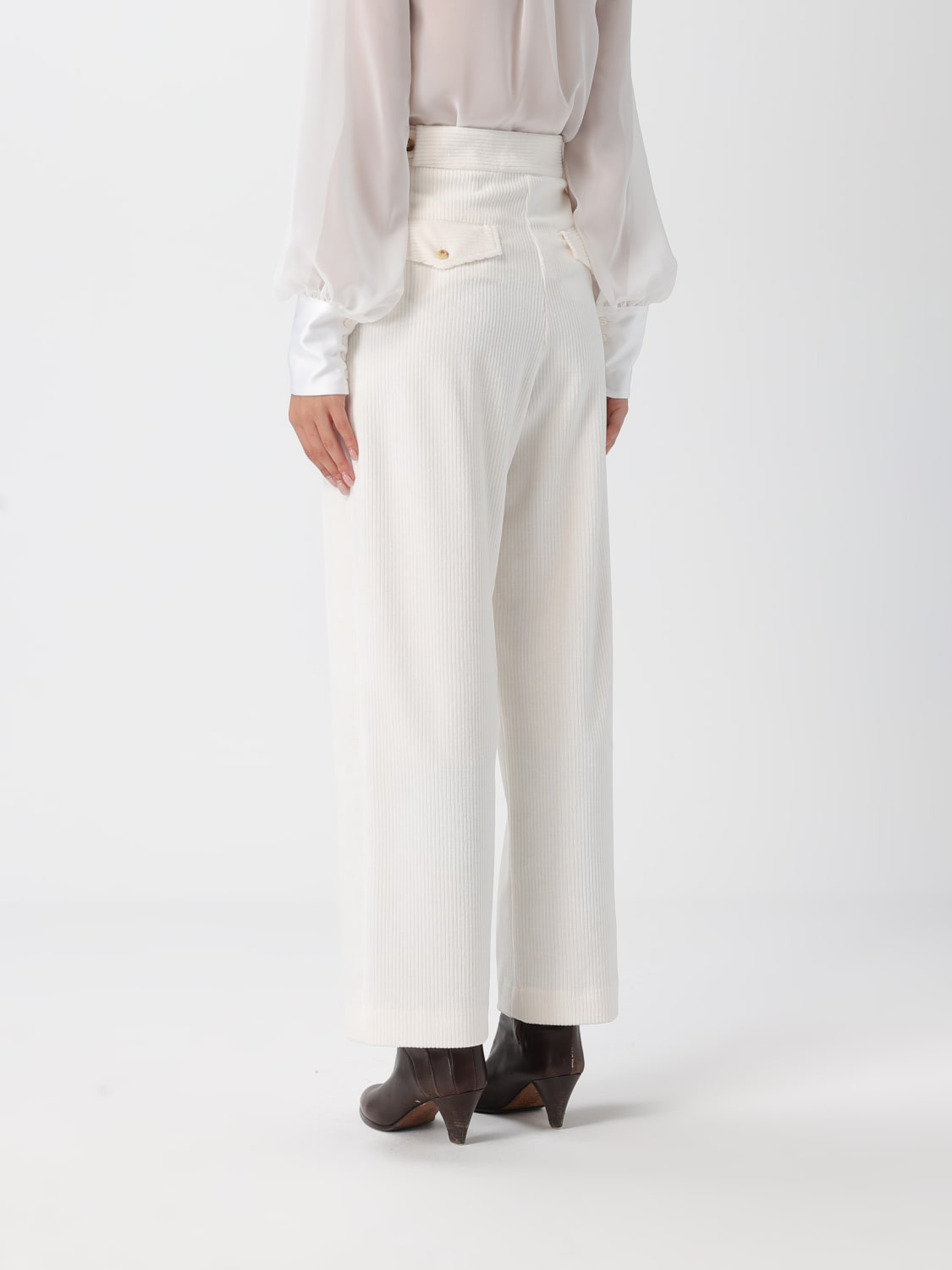 MM MAX MARA PANTALONI: Pantalone MM Max Mara in velluto a coste , Avorio - Img 2