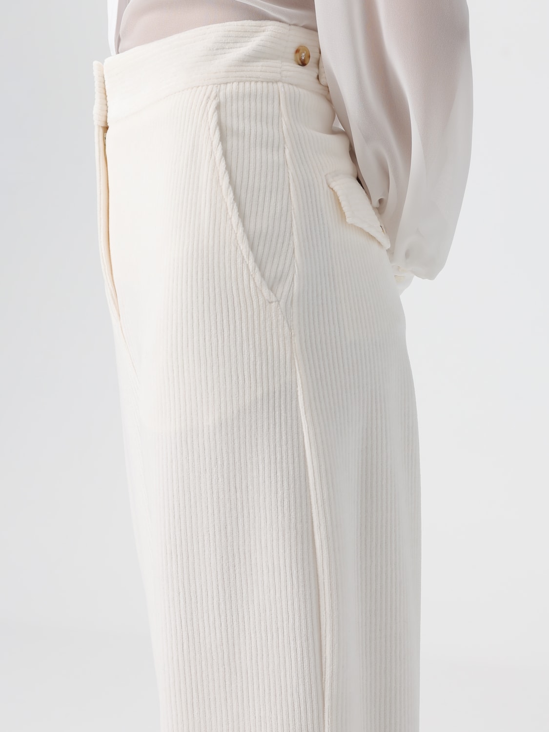 MM MAX MARA PANTALONI: Pantalone MM Max Mara in velluto a coste , Avorio - Img 4