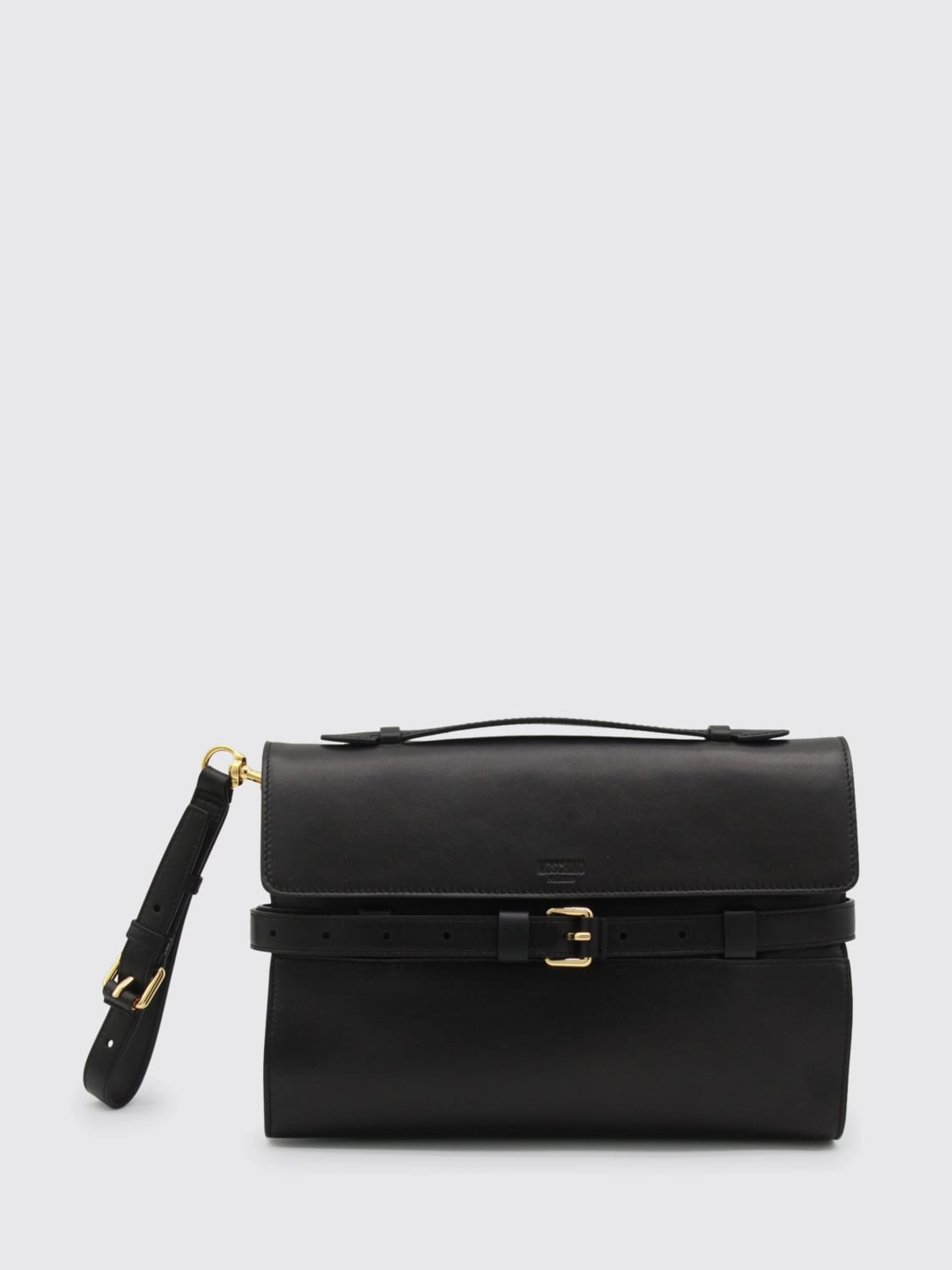 MOSCHINO COUTURE PORTADOCUMENTI: Clutch Tie Me Moschino Couture in pelle , Nero - Img 1