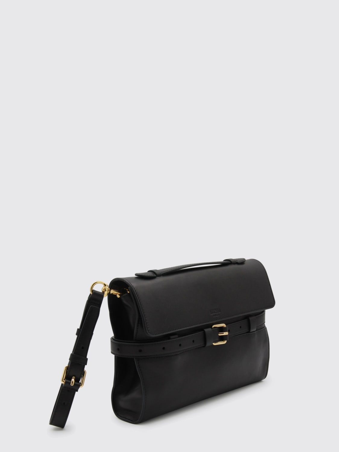 MOSCHINO COUTURE PORTADOCUMENTI: Clutch Tie Me Moschino Couture in pelle , Nero - Img 3