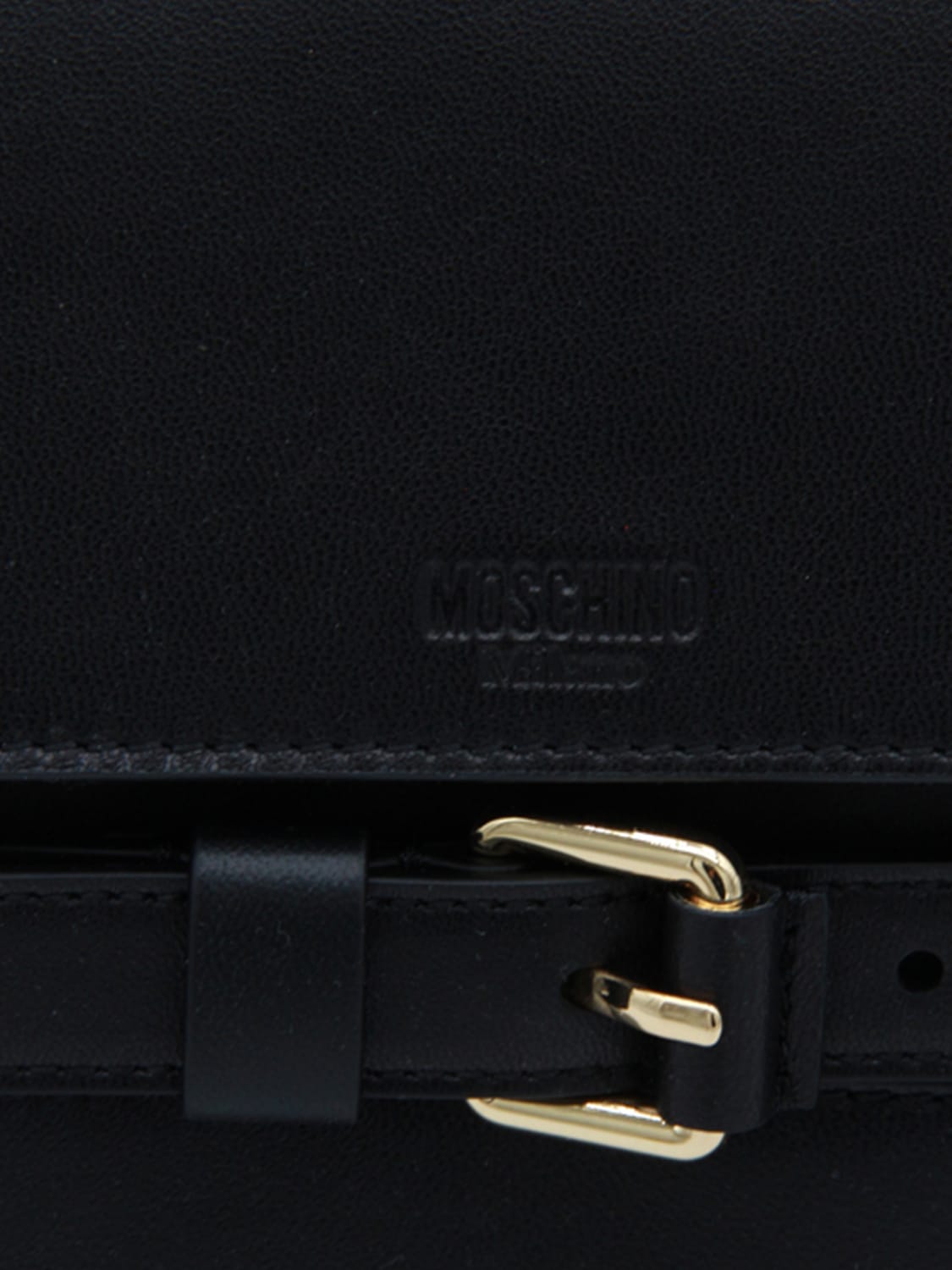 MOSCHINO COUTURE PORTADOCUMENTI: Clutch Tie Me Moschino Couture in pelle , Nero - Img 4