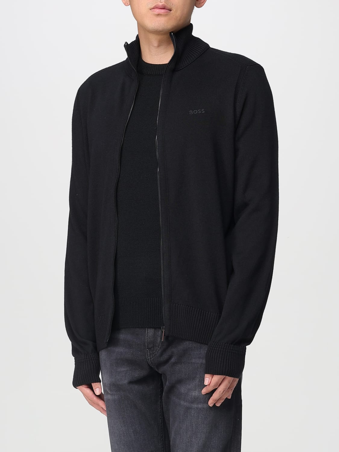 BOSS MAGLIA: Cardigan in lana vergine Boss, Nero - Img 3