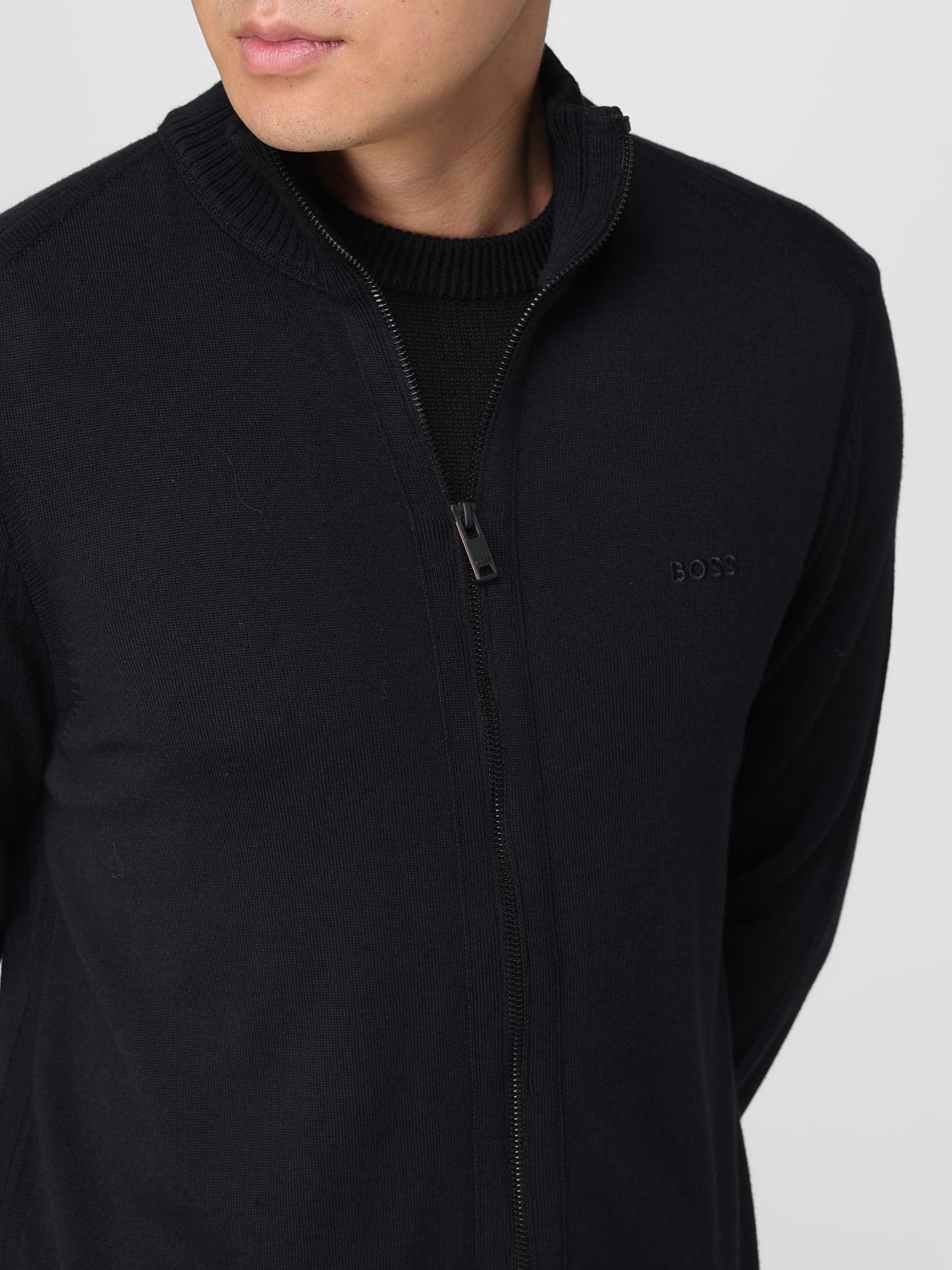 BOSS MAGLIA: Cardigan in lana vergine Boss, Nero - Img 4