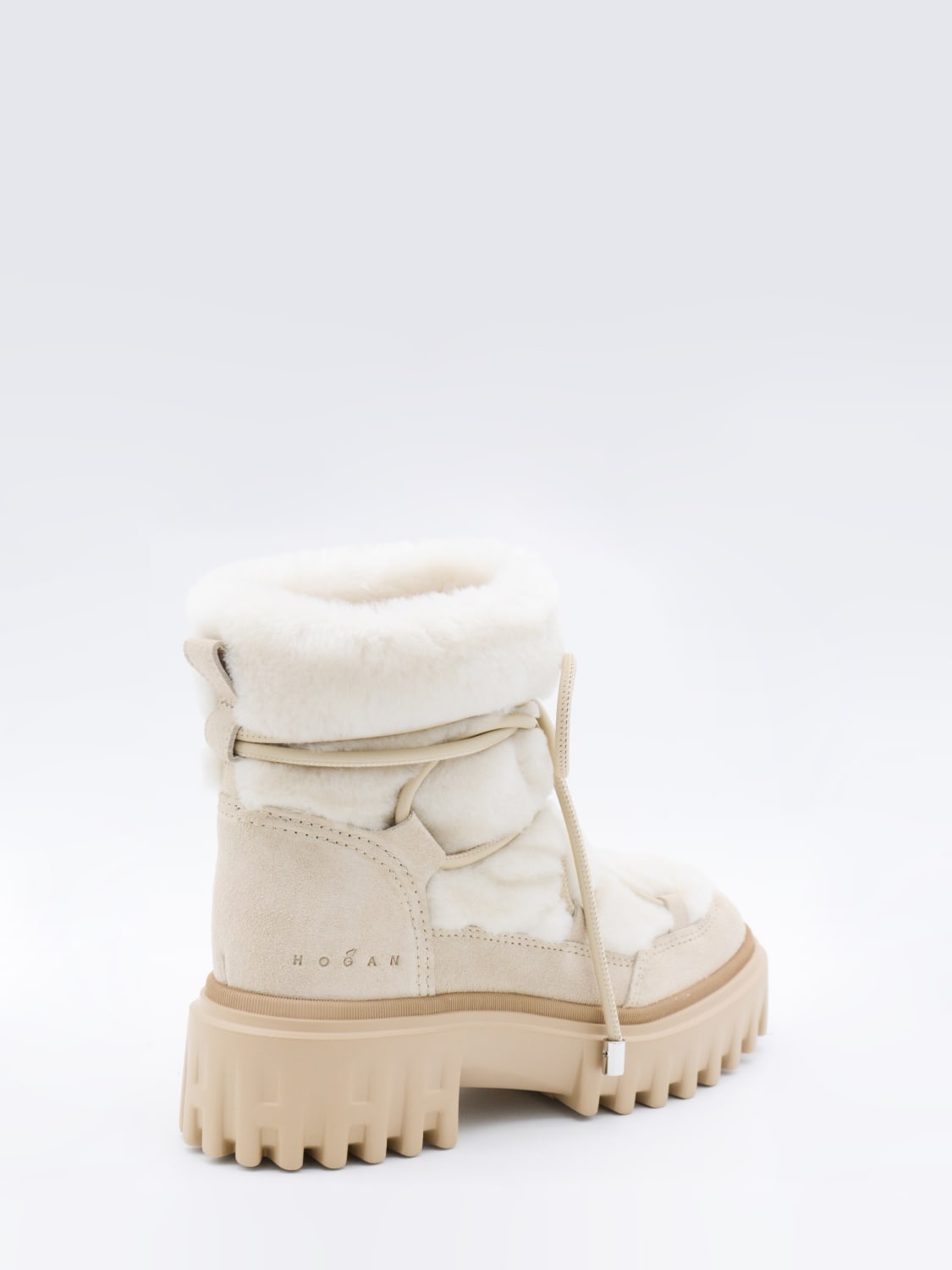 HOGAN STIVALI: Stivaletto Hogan in camoscio e pelliccia , Beige - Img 3