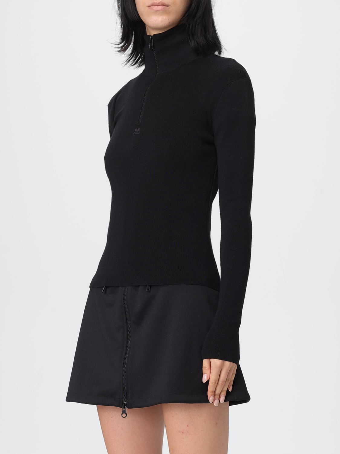 COURRÈGES SWEATER: Sweater woman CourrÈges, Black - Img 4